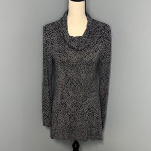 Cuddl Duds Women’s Black/Gray Cowl Neck Tunic Top Sz S